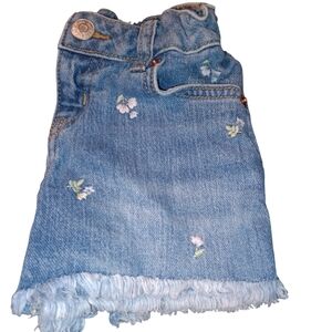 Denim Floral Embroidered Casual Kids shorts